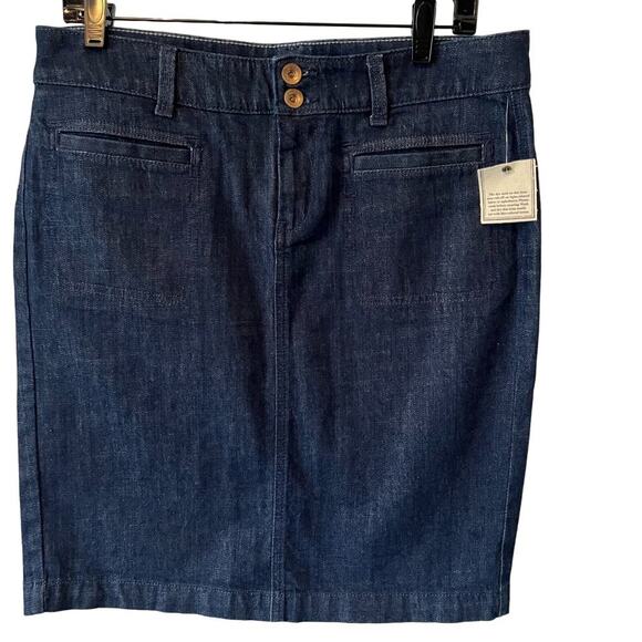 Banana Republic‎ Two Button/Zip Closure Dark Wash Jean Mini Skirt Sz 29R - Picture 3 of 9